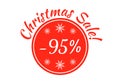 Christmas sale badge, tag or sticker. Xmas discount label. 95 percent price off. Promo banner and advertising design element. Royalty Free Stock Photo